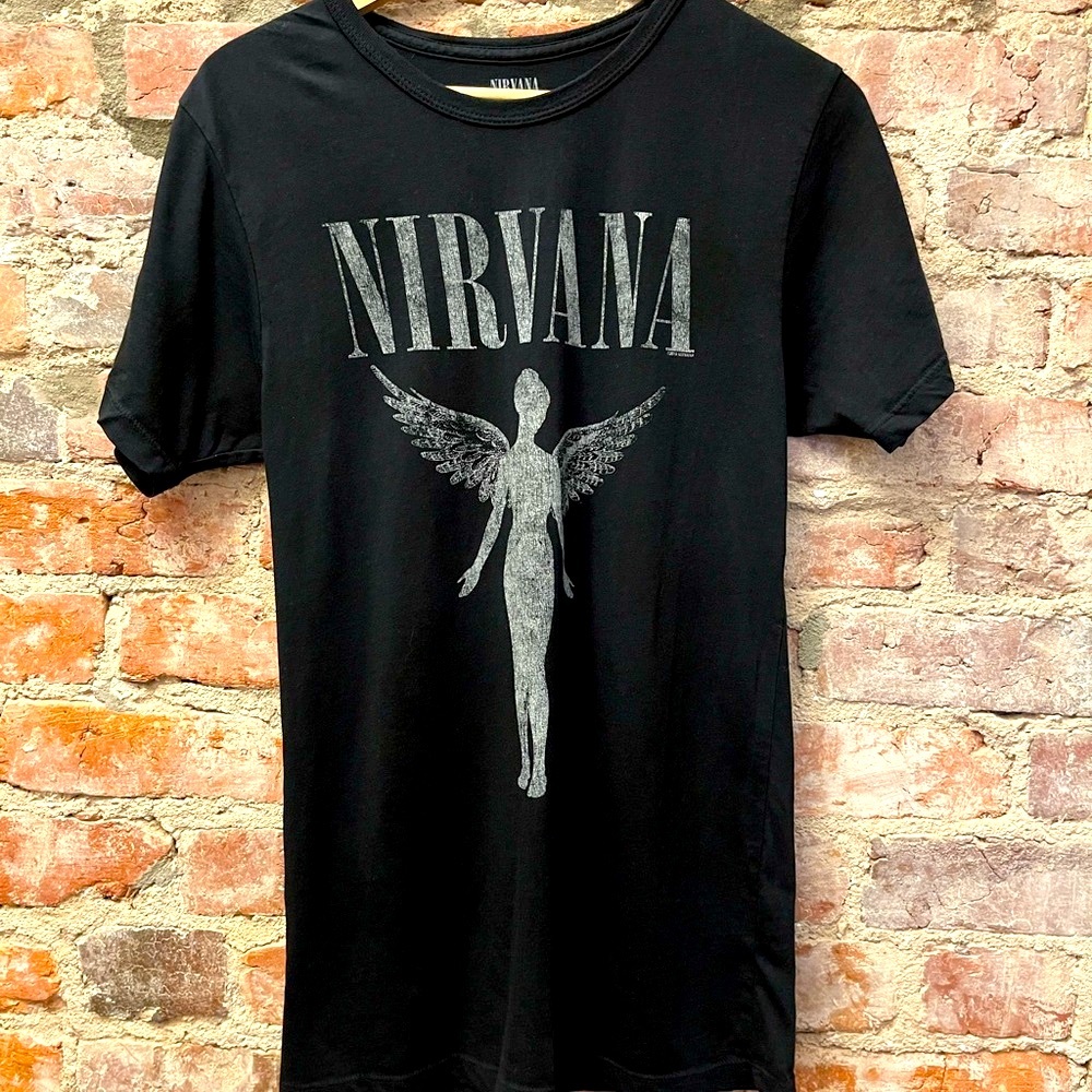 NIRVANA Black Graphic Tee with Iconic Angel Design